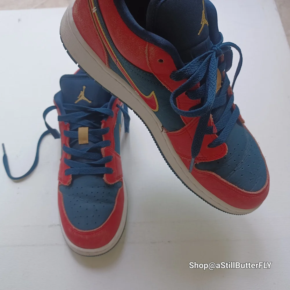 Nike Air Jordan Low Top Sneakers - Navy Blue & Red
